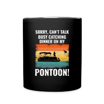 Pontonboot Bootfahren Pontooning Angeln Retro - Tasse einfarbig - Schwarz - Vorne