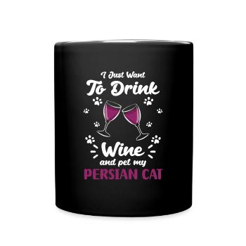 Perser Katze Katzendame Liebe Pfote - Tasse einfarbig - Schwarz - Vorne