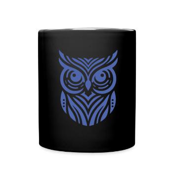 Minimalist Owl Silhouette Design - Full Colour Mug - black - Front