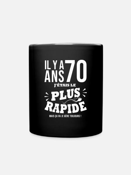70 ans le plus rapide cadeau 70e anniversaire - Mug uni - noir
