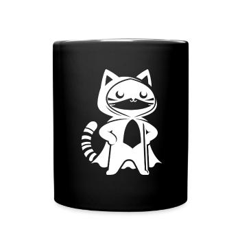 Superhero Cat Silhouette Cloak Minimalist - Full Colour Mug - black - Front