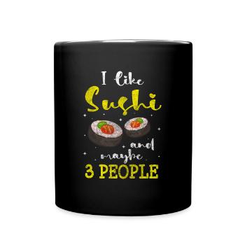 Sushi Fleisch Kawaii - Tasse einfarbig - Schwarz - Vorne