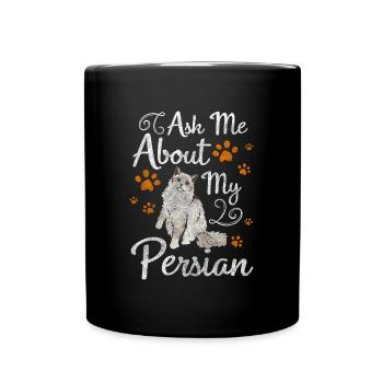Persian Cat Cute Longhair Cat - Full Colour Mug - black - Front