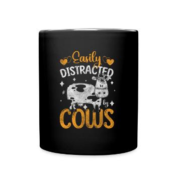 Kuh Stall Milchbauer - Tasse einfarbig - Schwarz - Vorne