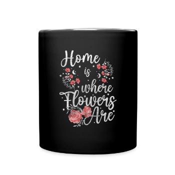 Blumen Bunt Hochzeit - Tasse einfarbig - Schwarz - Vorne