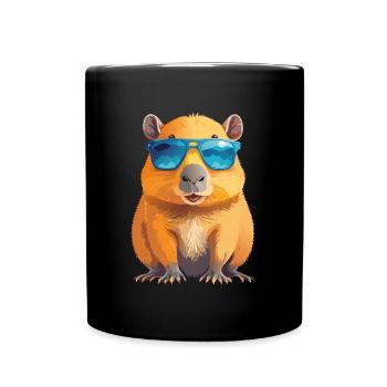 Mignon bébé capybara avec lunettes de soleil - Mug uni - noir - Devant
