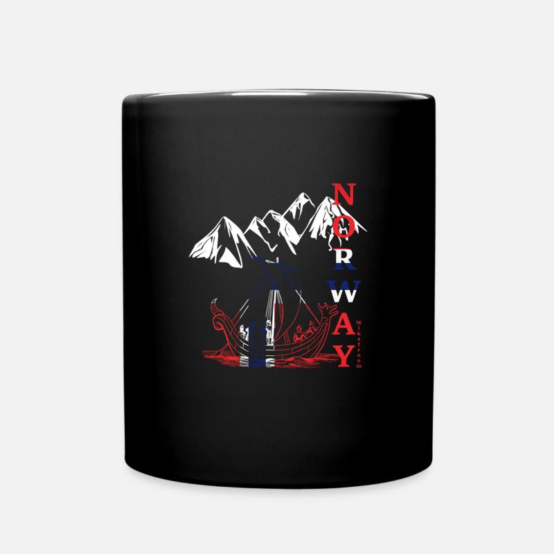 Wikström - Bateau de dragon des montagnes de Norvège flag - Mug uni - noir