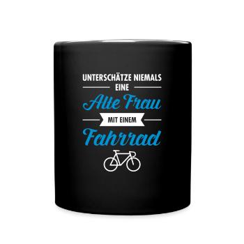 Alte Frau Fahrrad - Full Colour Mug - black - Front