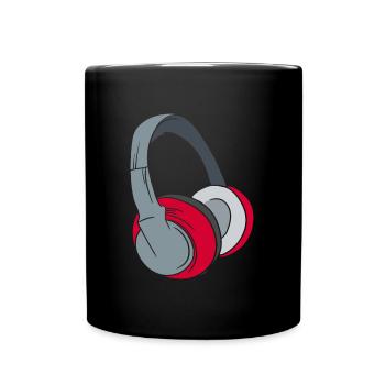 Kopfhörer - Musik Party Geschenk DJ - Tasse einfarbig - Schwarz - Vorne