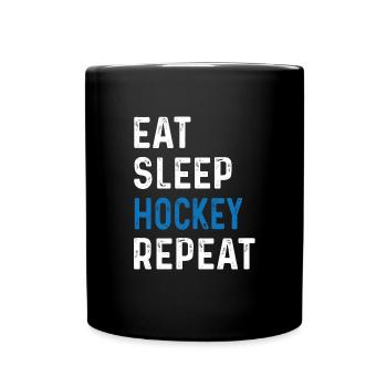 Eat Sleep Hockey Repeat Shirt Teamsport - Tasse einfarbig - Schwarz - Vorne