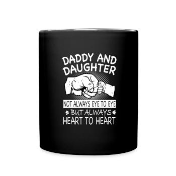 Daddy and daughter always heart to heart - Tasse einfarbig - Schwarz - Vorne