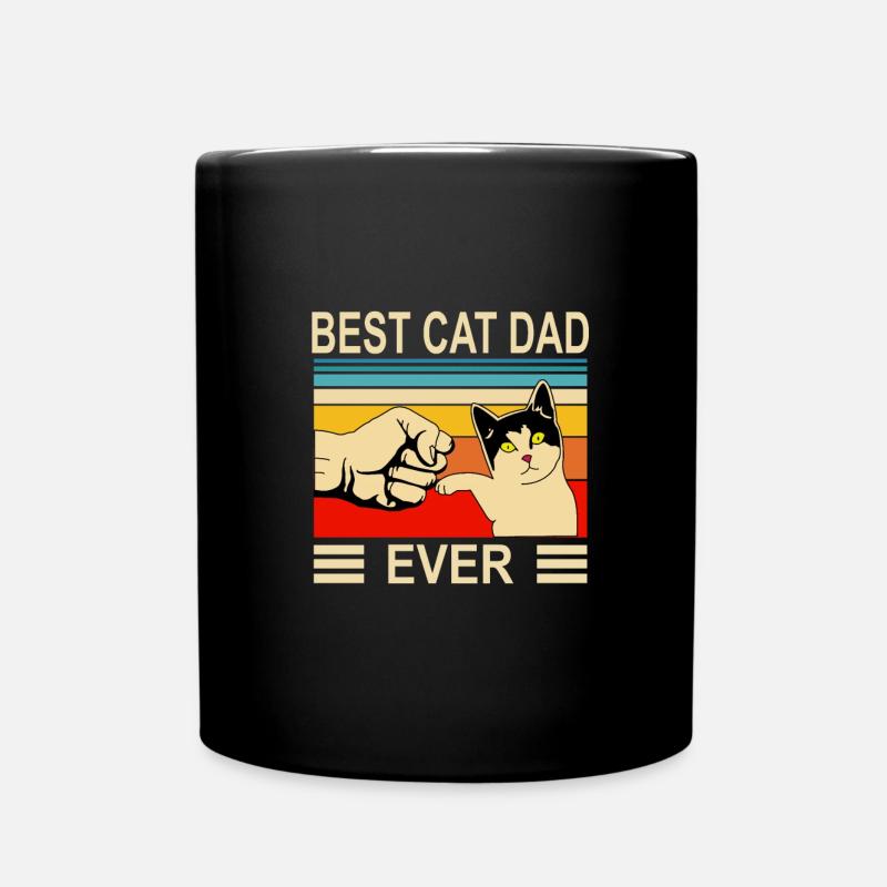 Best Cat Dad Ever T-Shirt Funny Cat Daddy Father - Full Colour Mug - black
