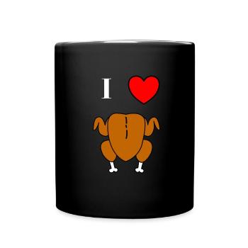 I love roast chicken with heart cool funny - Full Colour Mug - black - Front