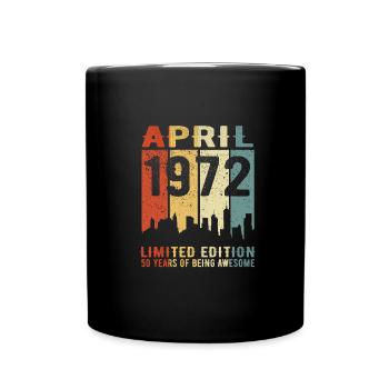 Vintage born April 1972 Birthday Year 1972 - Full Colour Mug - black - Front