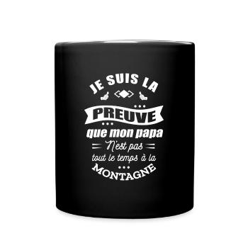 PREUVE ENFANT PAPA MONTAGNE - PASSION MONTAGNE - Mug uni - noir - Devant