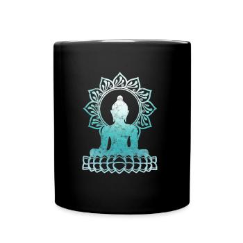 Buddha Meditation Lotus Chakra Buddhism Yoga Zen - Full Colour Mug - black - Front
