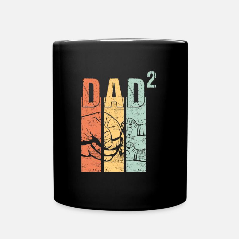 Papa Vater Dad von 2 zwei Zweiten Kinder Zwillinge - Tasse einfarbig - Schwarz