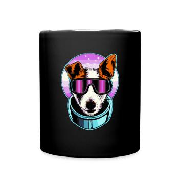 Jack Russell Terrier 80s Retro Space Dog Pupp - Mug uni - noir - Devant
