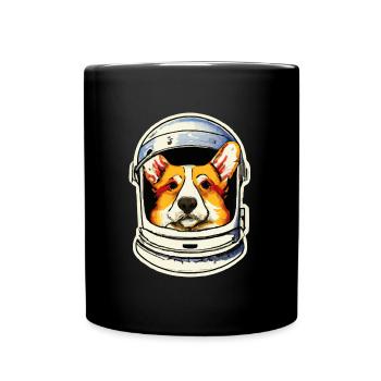 Corgi Cosmonaut Retro Hund Geschenk Space - Tasse einfarbig - Schwarz - Vorne