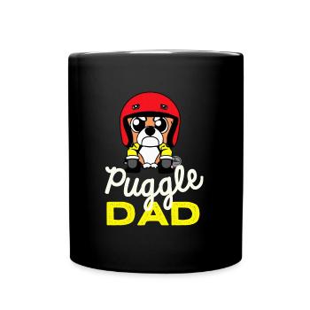 Puggle Dad Racing Dog Papa Gift Retro - Full Colour Mug - black - Front