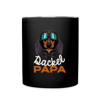 Dackel Papa Vintage Hund Papa Geschenk Wiener - Tasse einfarbig - Schwarz - Vorne