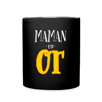 Maman en or. - Mug uni - noir - Devant