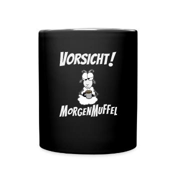 Vorsicht Morgenmuffel - Tasse einfarbig - Schwarz - Vorne