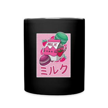 Erbeeren Getränk Japanisch Kawaii Milkshake - Tasse einfarbig - Schwarz - Vorne