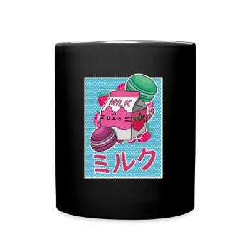 Erbeeren Getränk Japanisch Kawaii Milkshake - Tasse einfarbig - Schwarz - Vorne