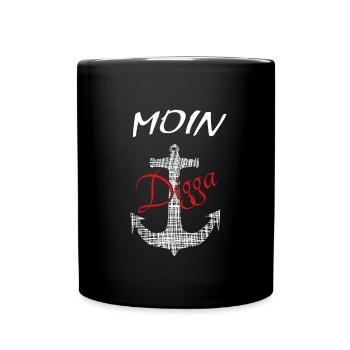 Moin Digga - Tasse einfarbig - Schwarz - Vorne