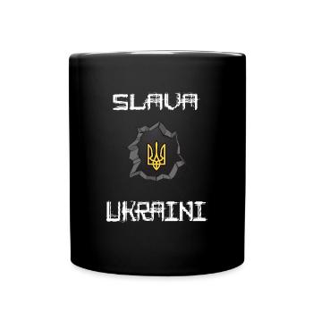 UKRAINE Symbol der Helden SLAVA UKRAINI - Tasse einfarbig - Schwarz - Vorne