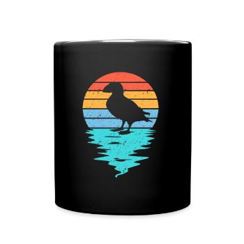 Silhouette de macareux coupée en mer - Mug uni - noir - Devant