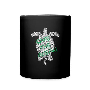 Save the Ocean, Turtle, Schildkröte - Tasse einfarbig - Schwarz - Vorne