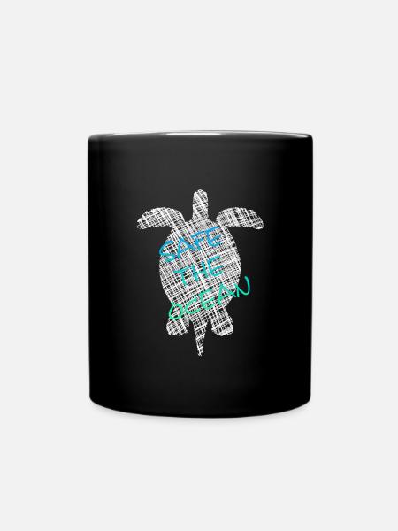 love the ocean, save the ocean - Tasse einfarbig - Schwarz