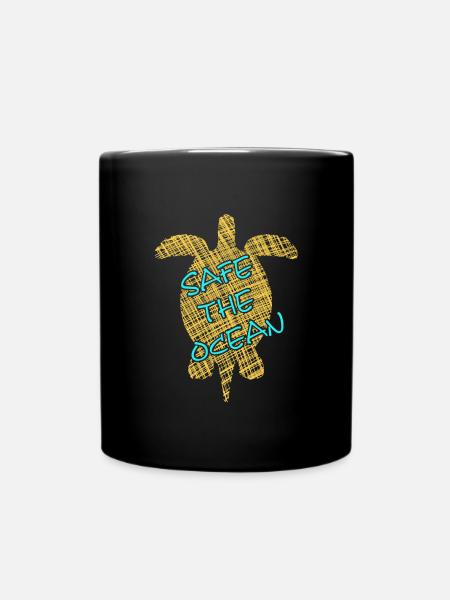 save the ocean, turtle, schildkröte - Tasse einfarbig - Schwarz