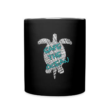 save the ocean, turtle, schildkröte - Tasse einfarbig - Schwarz - Vorne