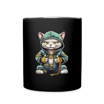 Cute Hip Hop Cat - Full Colour Mug - black - Front