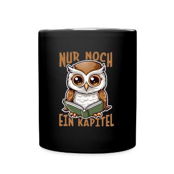 Buch Bücherwurm Eule Leseratte Lesen Bibliothek - Tasse einfarbig - Schwarz - Vorne