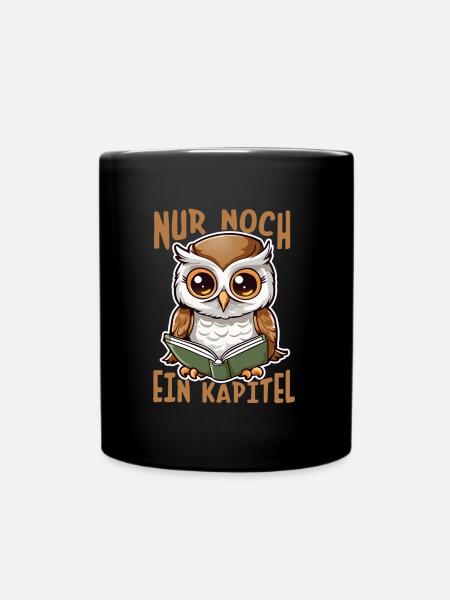 Buch Bücherwurm Eule Leseratte Lesen Bibliothek - Tasse einfarbig - Schwarz