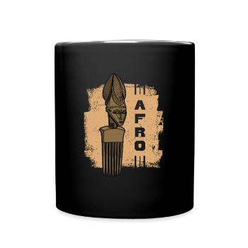 Comb Hair Hairstyle Afro African History Kultu - Full Colour Mug - black - Front