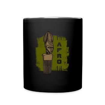 Comb Hair Hairstyle Afro African History Kultu - Full Colour Mug - black - Front