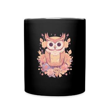 Eule - Tasse einfarbig - Schwarz - Vorne