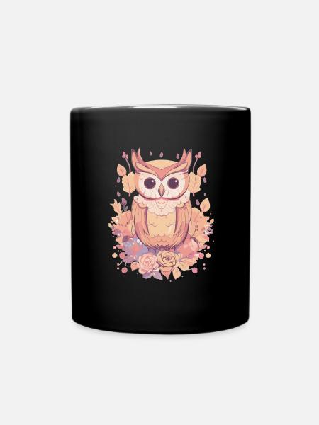 Eule - Tasse einfarbig - Schwarz
