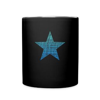blue star, blauer Stern - Tasse einfarbig - Schwarz - Vorne