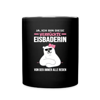 eisbaderin Winterbad Winterschwimmerin - Tasse einfarbig - Schwarz - Vorne