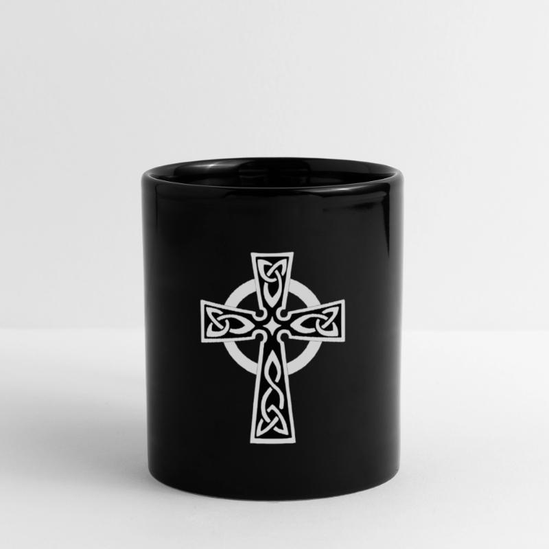 Weißes keltisches oder keltisches Kreuz Tasse einfarbig
