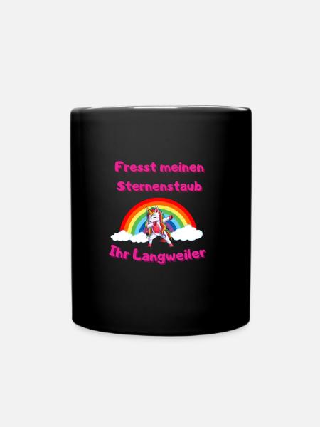 Fresst meinen Sternenstaub Dabbing Fantasy Einhorn - Tasse einfarbig - Schwarz