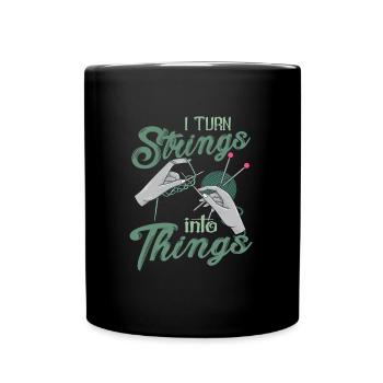 Je transforme les cordes en choses drôles de kitting de couture - Mug uni - noir - Devant