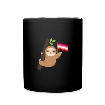 Gay Pride Lesbian Sloth Tropical Animal LGBT - Full Colour Mug - black - Front