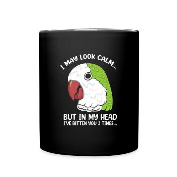 Je peux avoir l’air calme Drôle de perroquet disant quaker - Mug uni - noir - Devant